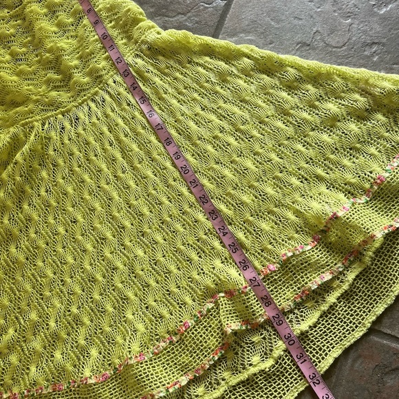 ⭐️BOGO FREE⭐️ FREE PEOPLE Madame Butterfly Lace Tank Dress in Lemon-lime - Picture 9 of 14